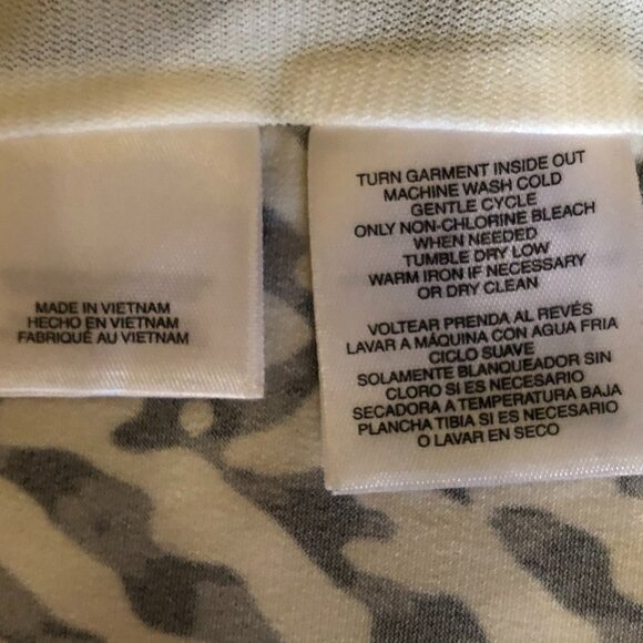 Kasper Geometric Pattern Cap Sleeve Scoop Neck Top in Black/White/Gray Sz M - Picture 5 of 5